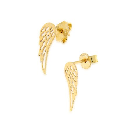 Złote kolczyki pr. 585  skrzydła anioła sztyft ZA015