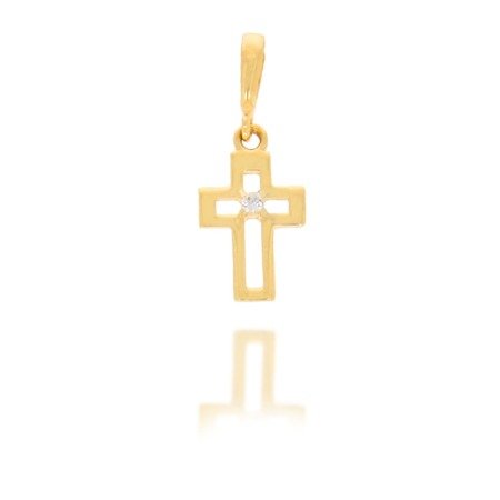 Złoty krzyżyk pr. 585 Krzyżyk kontur cyrkonia ZK014 